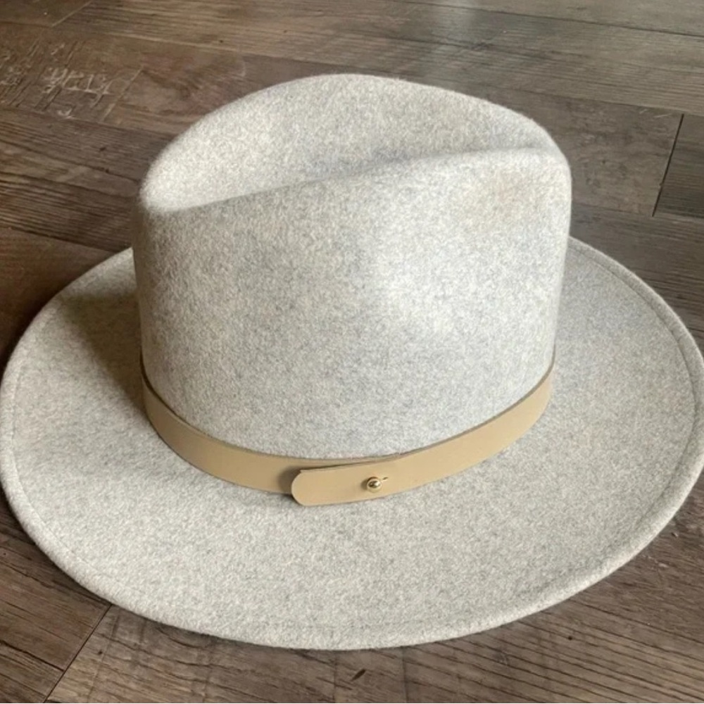 Lack Of Color Gray Wool Hat with Tan Band